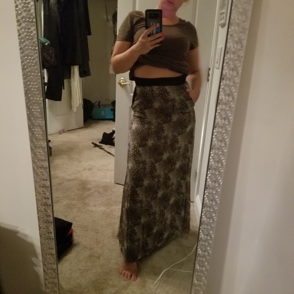 Les Copains silk long skirt,sz xs